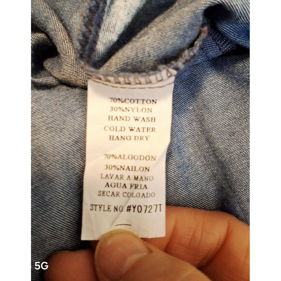 Mur Mur Embroidered Peasant Top Floral Denim Shirt Top Women Boho Chambray Women - Picture 6 of 6